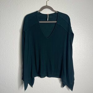 Free People Thermal Waffle Knit Green Tunic XS